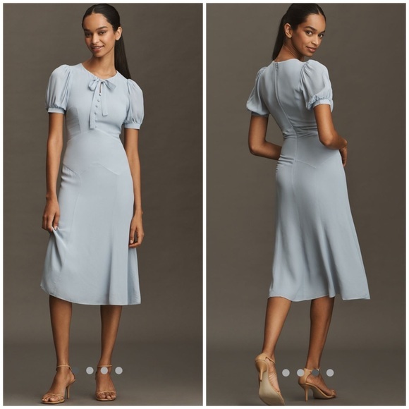 bodycon blue midi dress Shapewear Slimming Midi Dress | Sheer Mesh Overlay